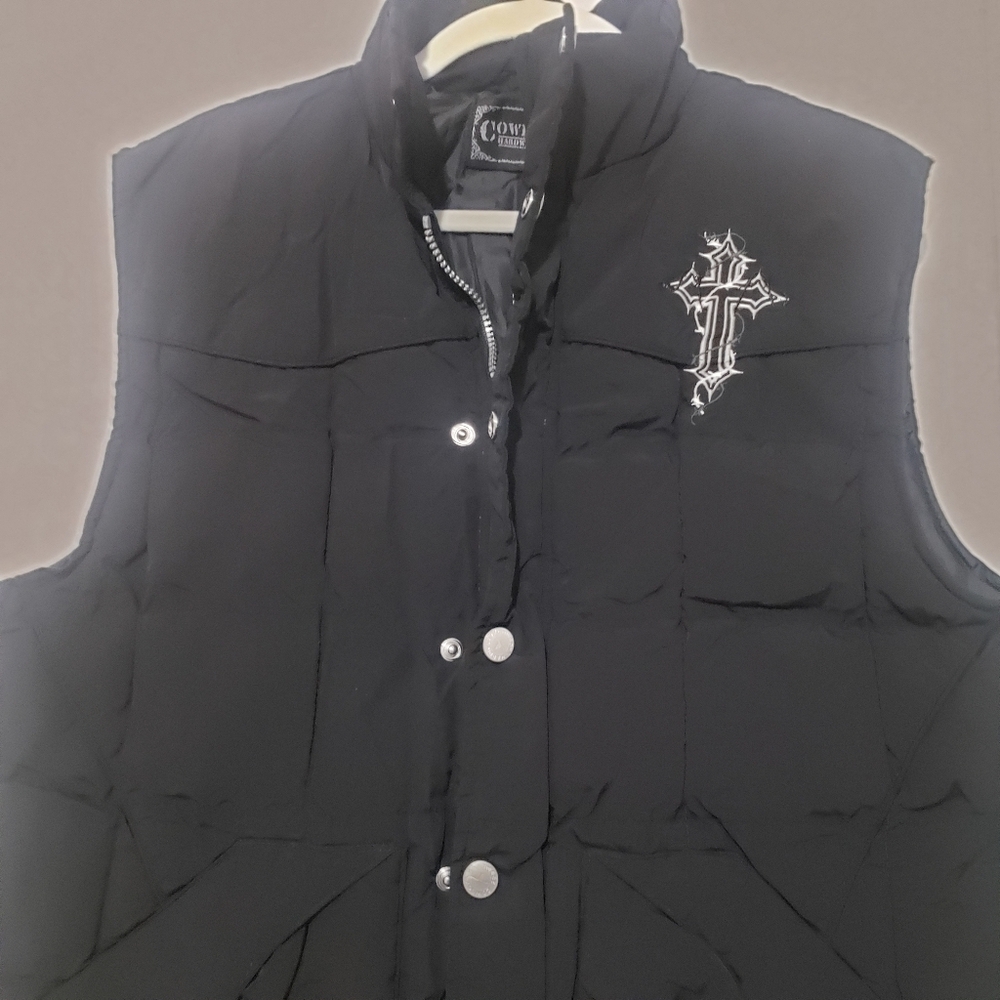 COWBOY....Chrome Hearts Black Puffer Vest..size:M - Picture 4 of 12